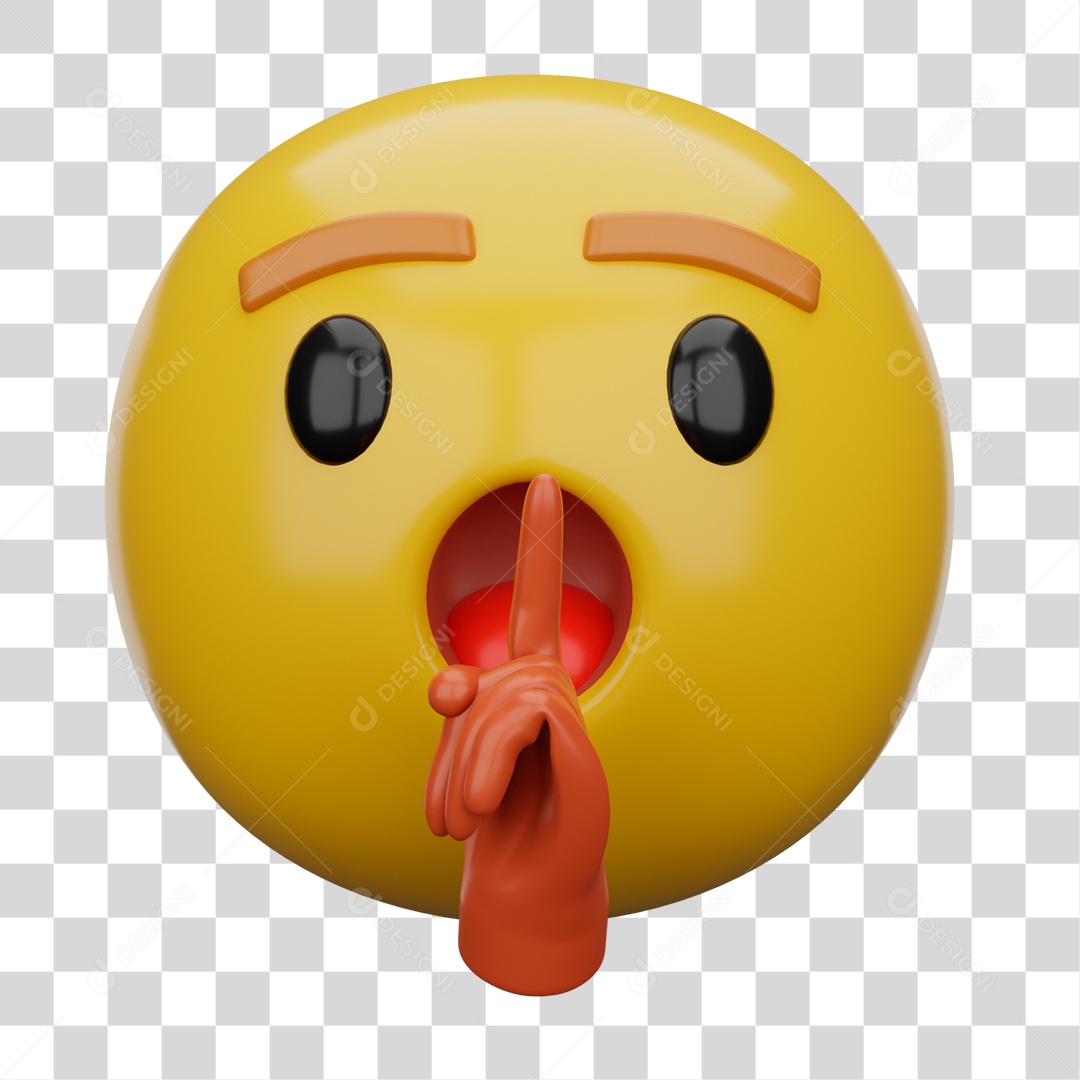 Emoji 3D Carinha Pedindo Silencio PNG Transparente