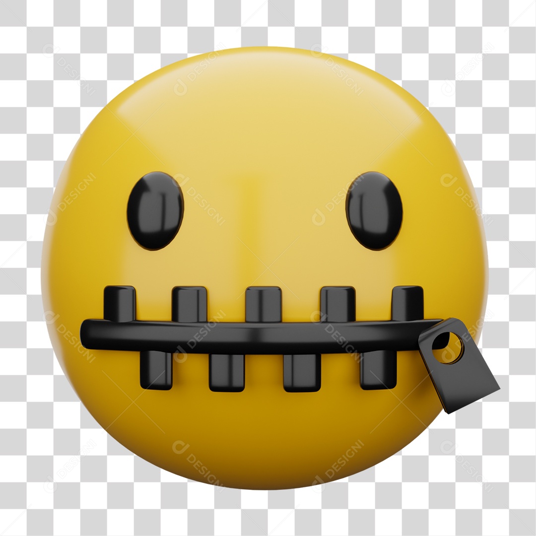 Emoji 3D Carinha com Zíper PNG Transparente