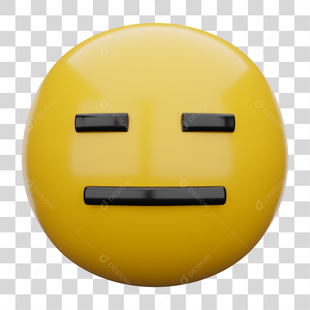 Emoji 3D Carinha sem Expressão PNG Transparente
