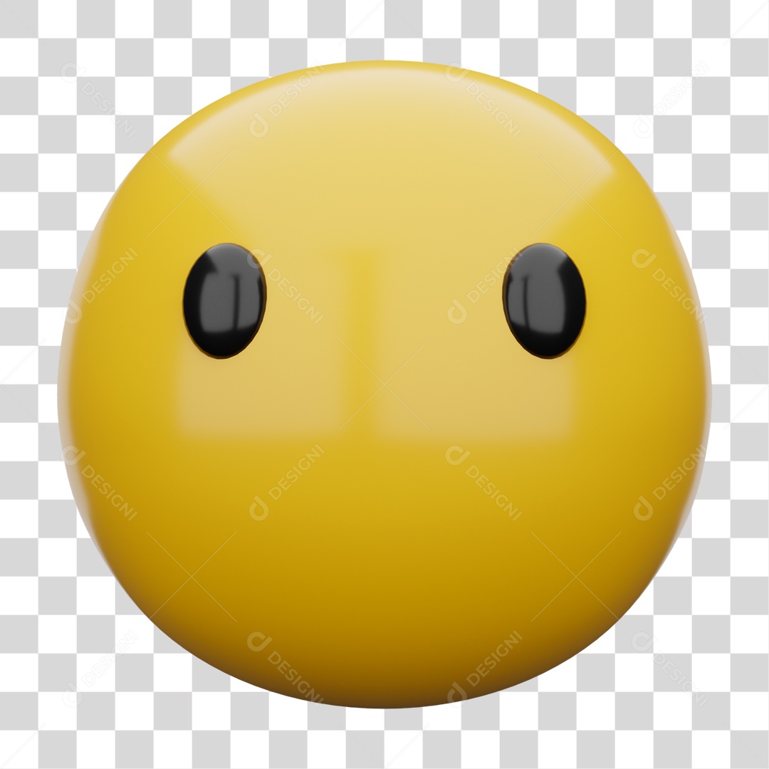 Emoji 3D Carinha sem Boca PNG Transparente