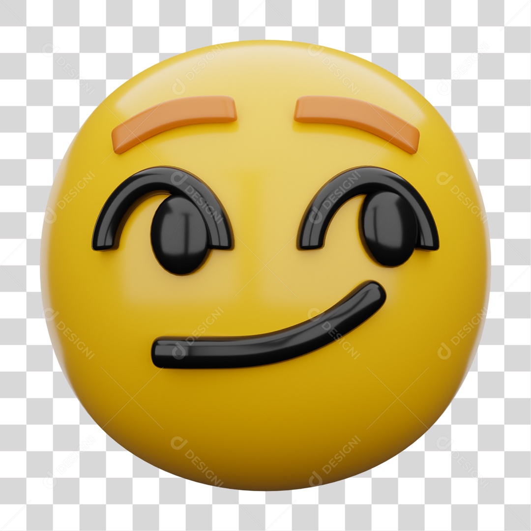 Emoji 3D Carinha Sorridente com Ar Presunçoso e Malicioso PNG Transparente