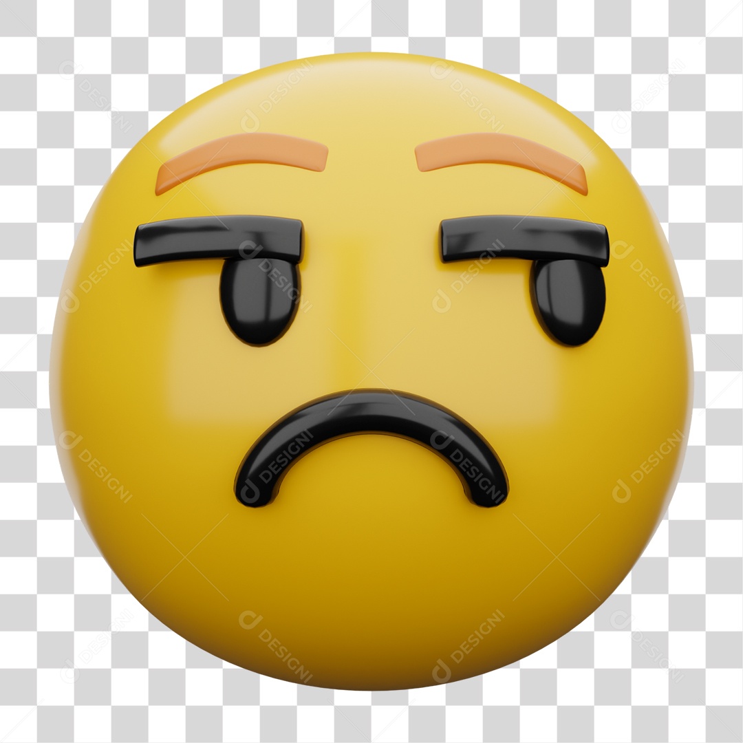 Emoji 3D Carinha Descontente PNG Transparente