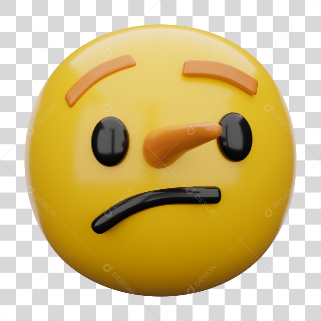 Emoji 3D Carinha Mentirosa PNG Transparente