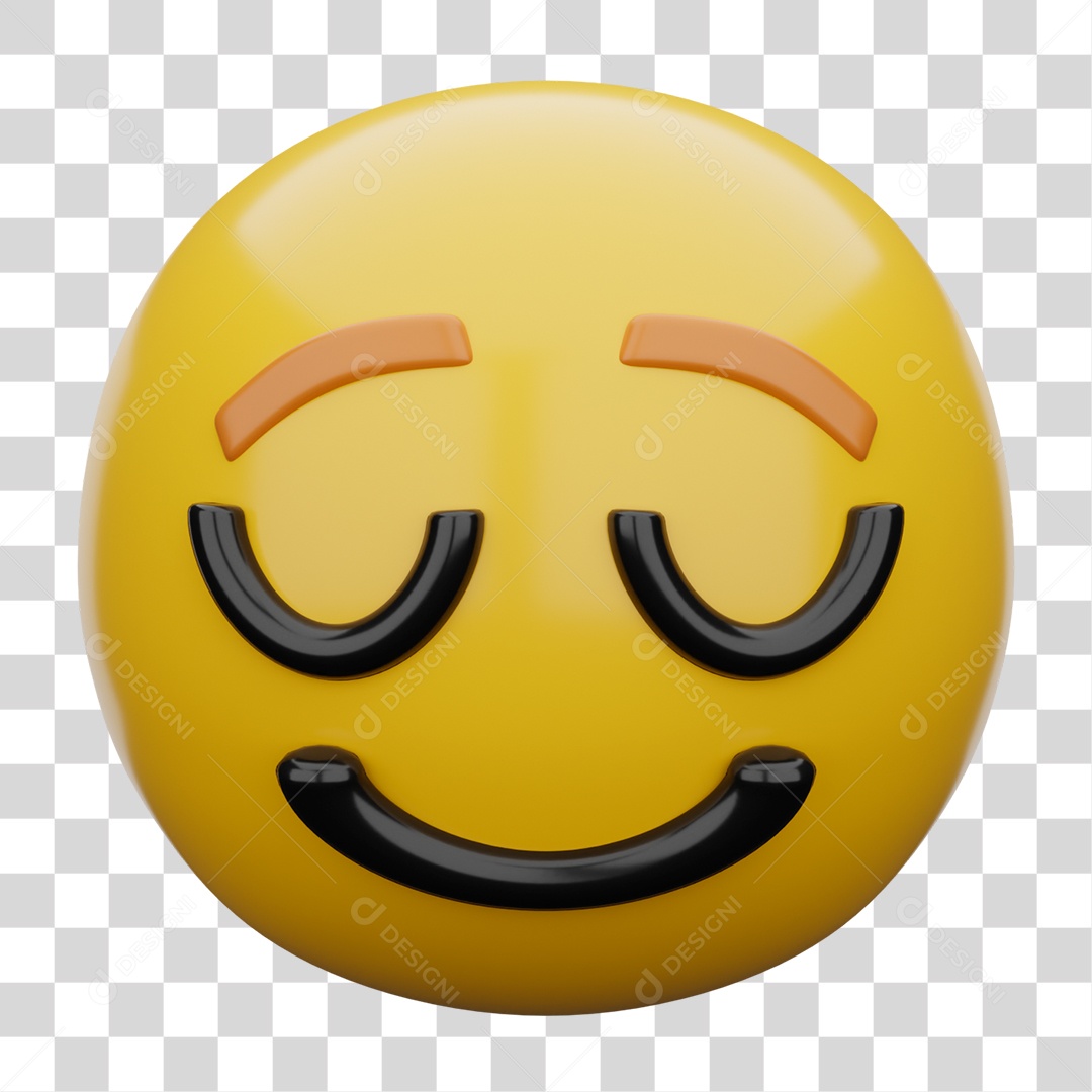 Emoji 3D Carinha Aliviada PNG Transparente