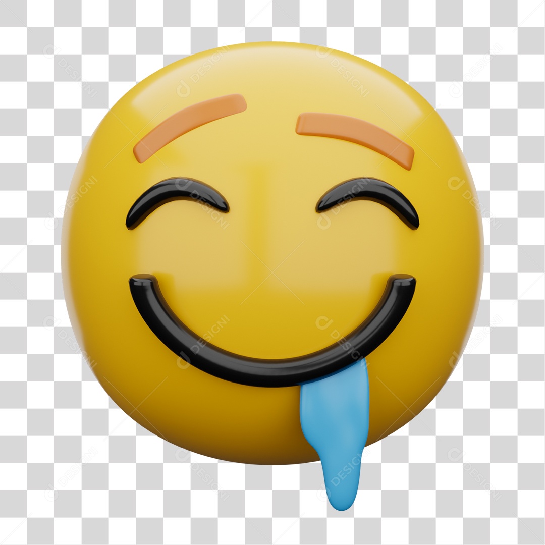 Emoji 3D Cara Babando PNG Transparente