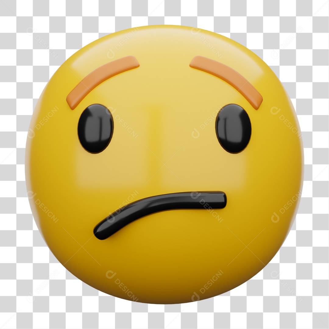 Emoji 3D Carinha Intrigada PNG Transparente