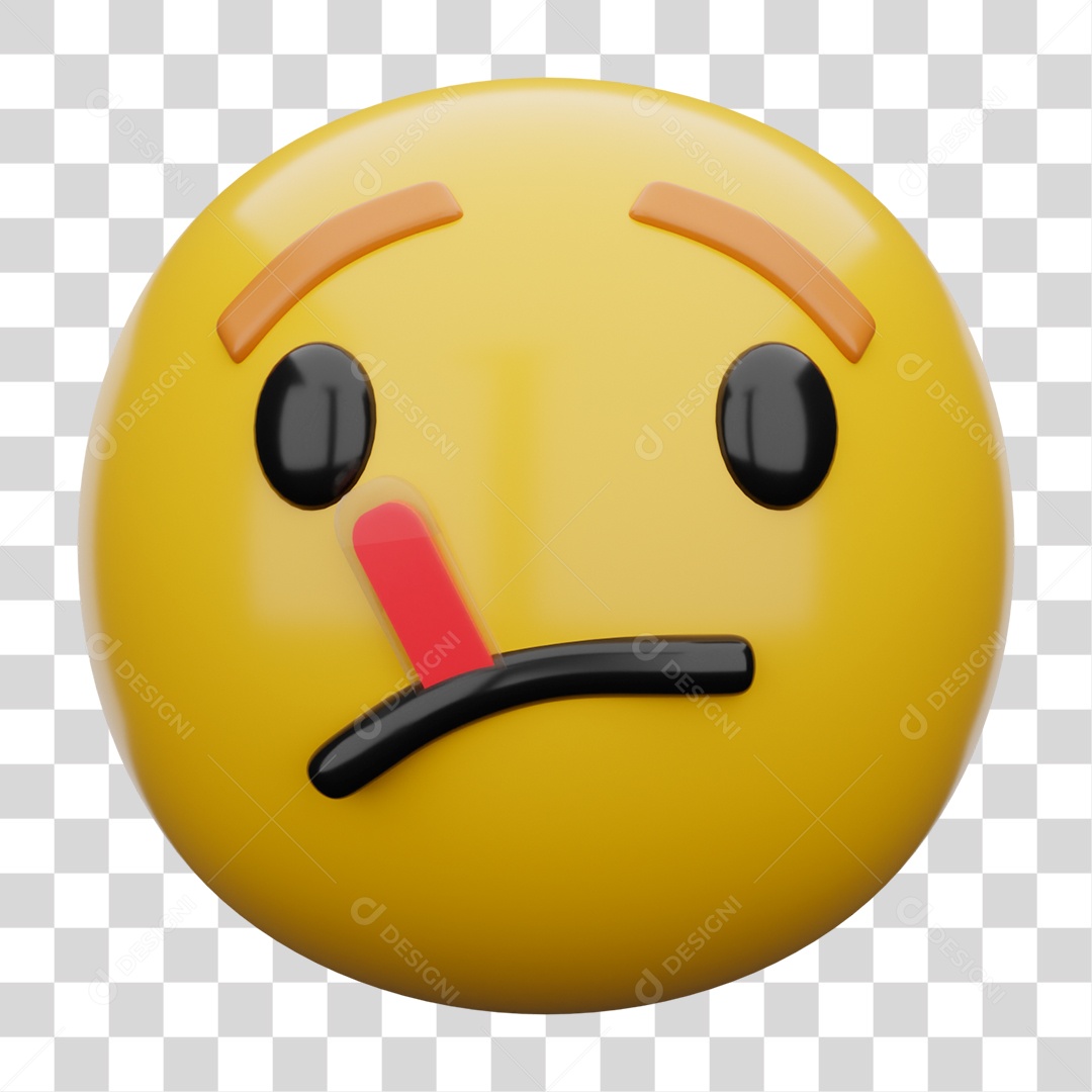 Emoji 3D Carinha com Termômetro de Febre PNG Transparente