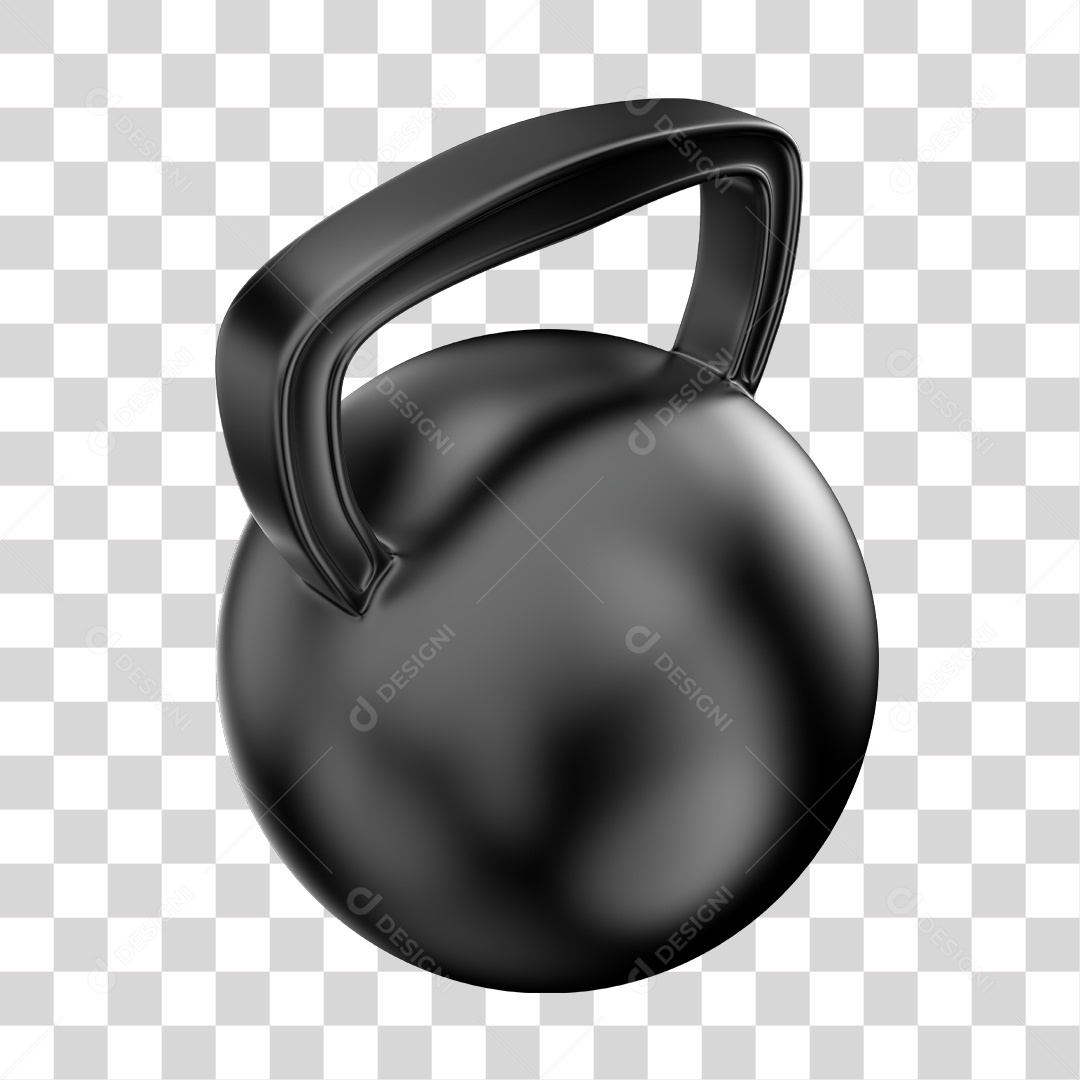 Peso de Academia Kettlebell Preto Elemento 3D PNG