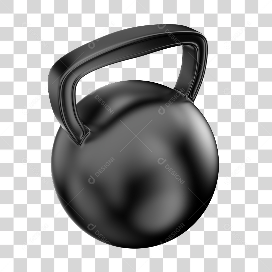 Peso de Academia Kettlebell Preto Elemento 3D PNG