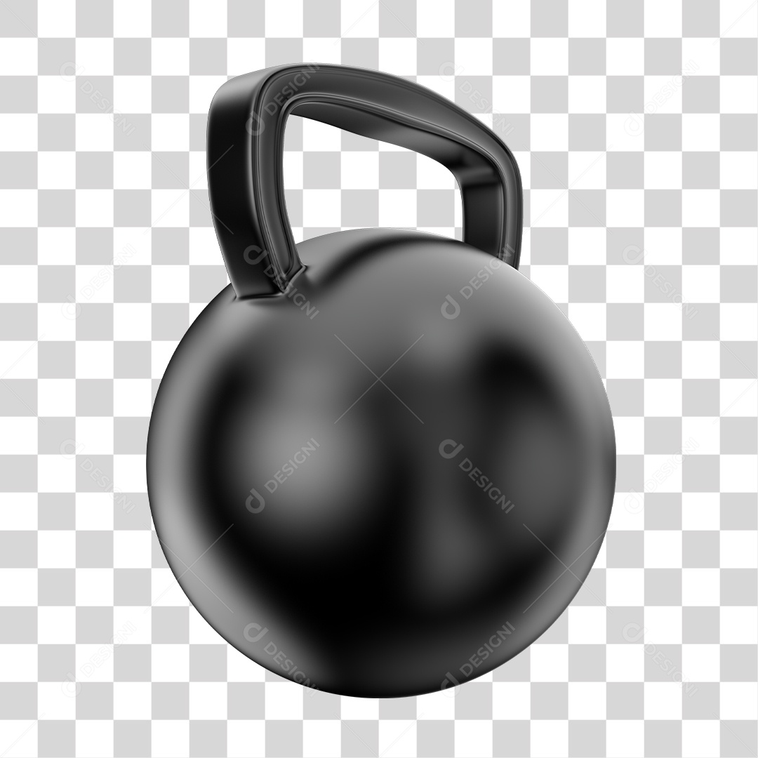 Peso de Academia Kettlebell Preto Elemento 3D PNG