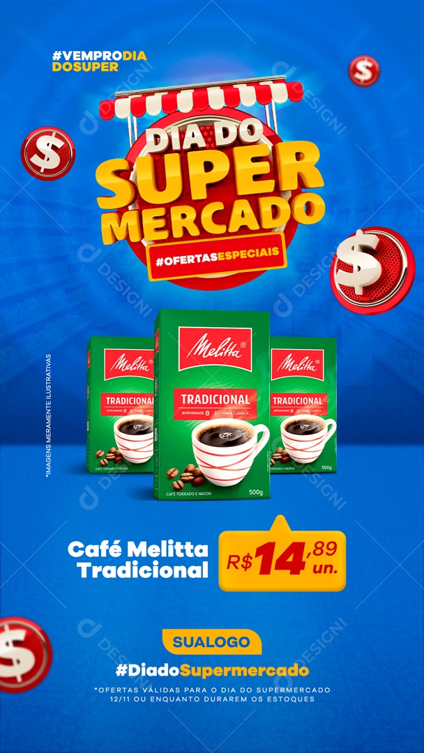 Dia Do Supermercado Venha Conferir Nossas Promoções Social Media PSD Editável