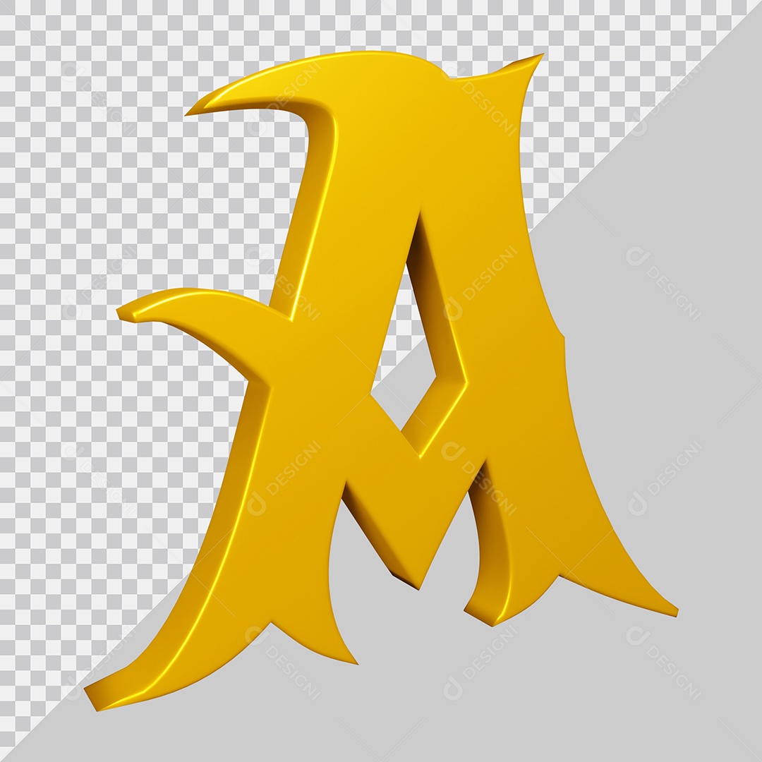 Elemento 3D Para Composição Letra A Amarela PSD