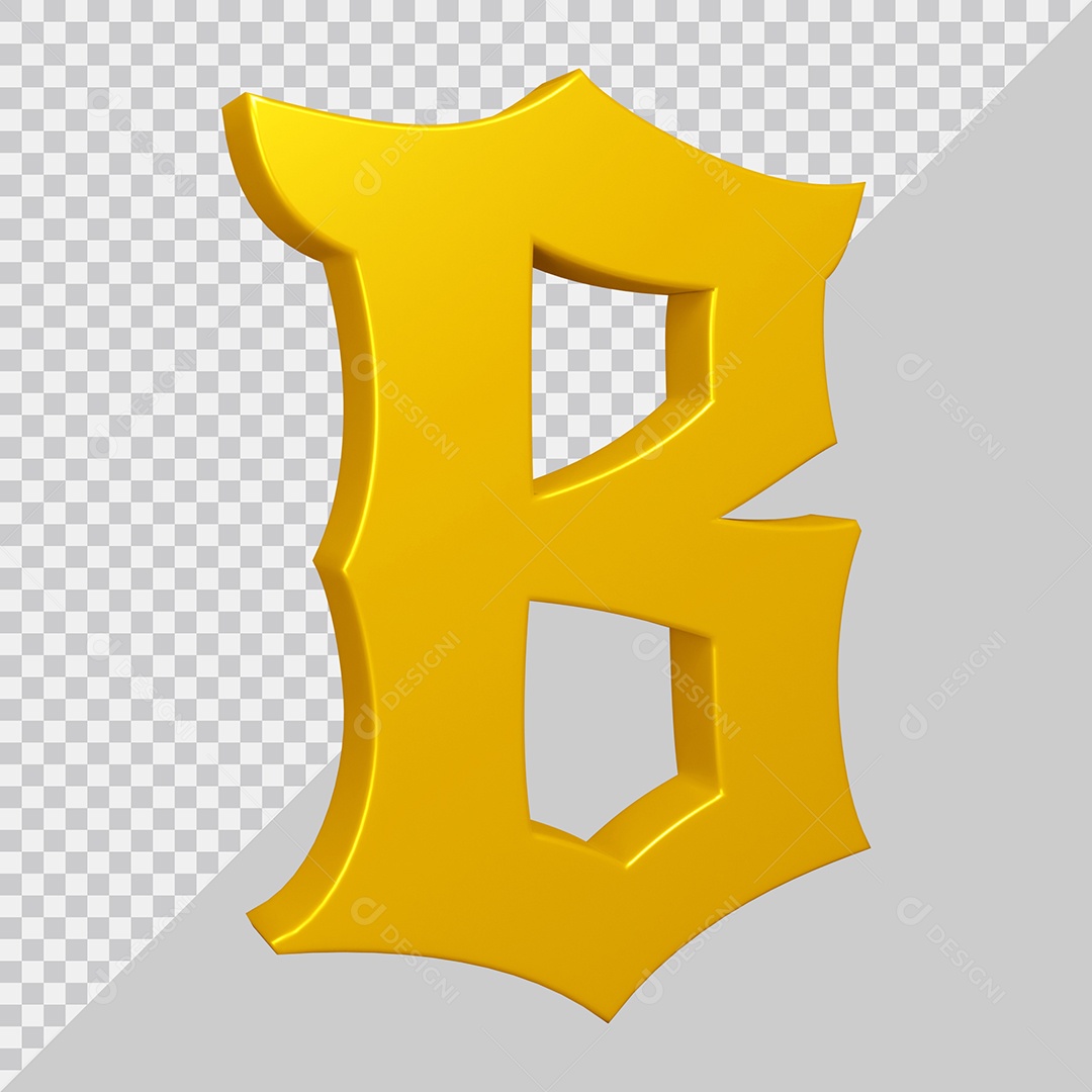 Elemento 3D Para Composição Letra B Amarela PSD