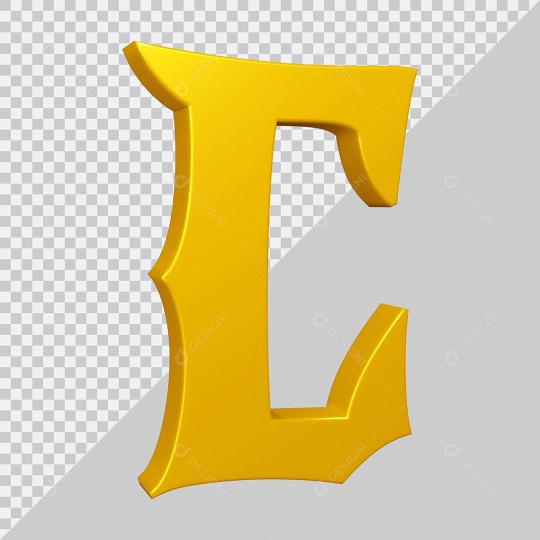 Elemento 3D Para Composição Letra C Amarela PSD