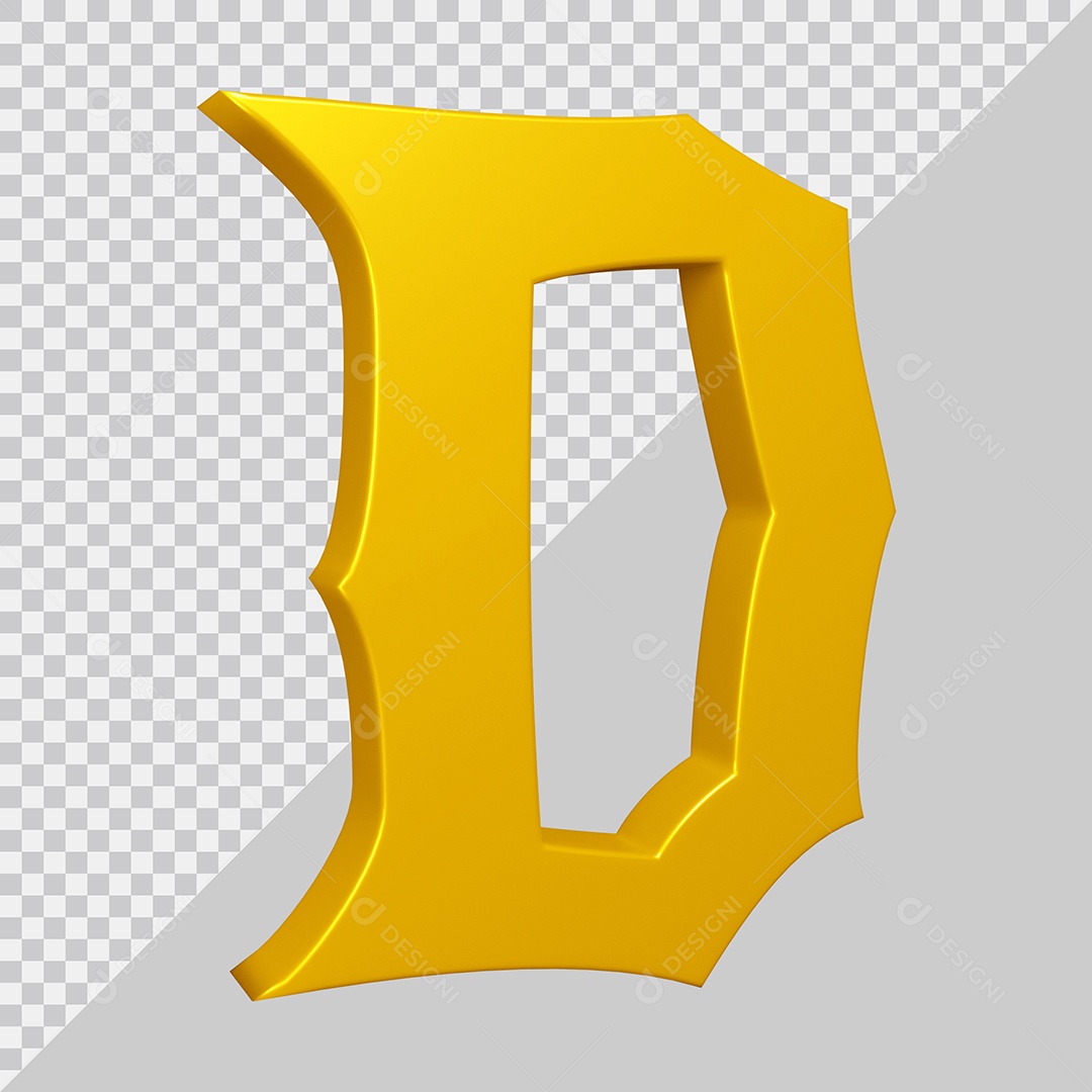 Elemento 3D Para Composição Letra D Amarela PSD