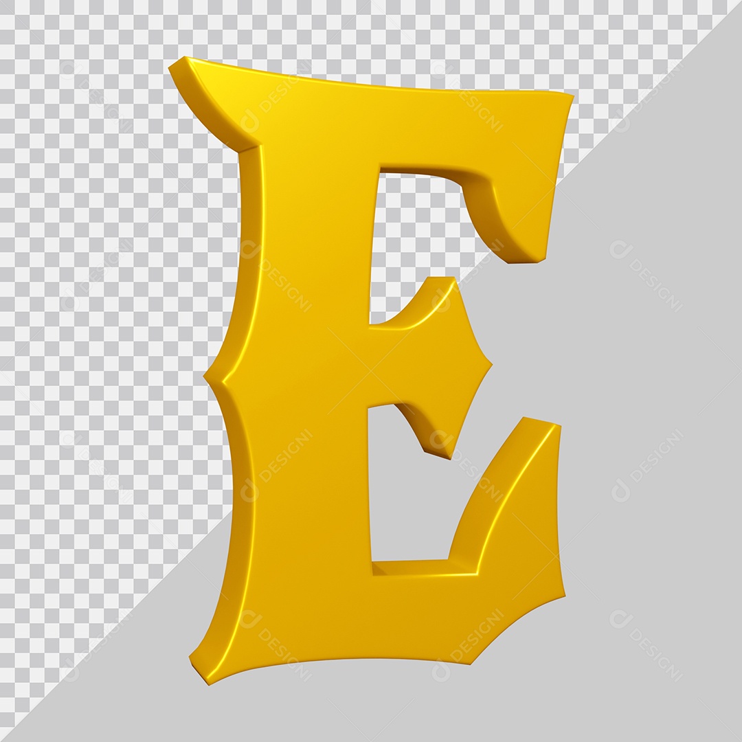 Elemento 3D Para Composição Letra E Amarela PSD