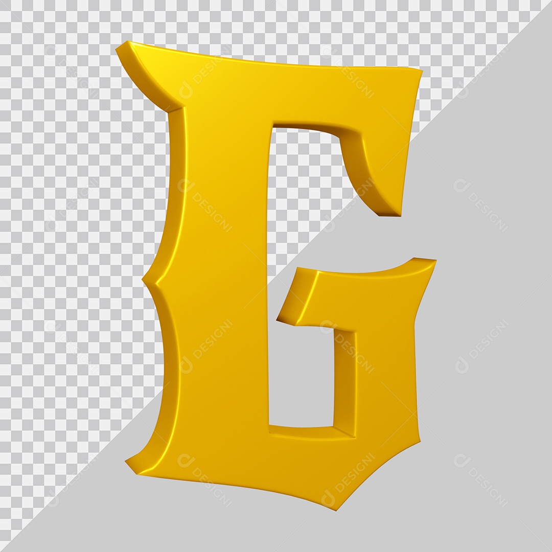 Elemento 3D Para Composição Letra G Amarela PSD