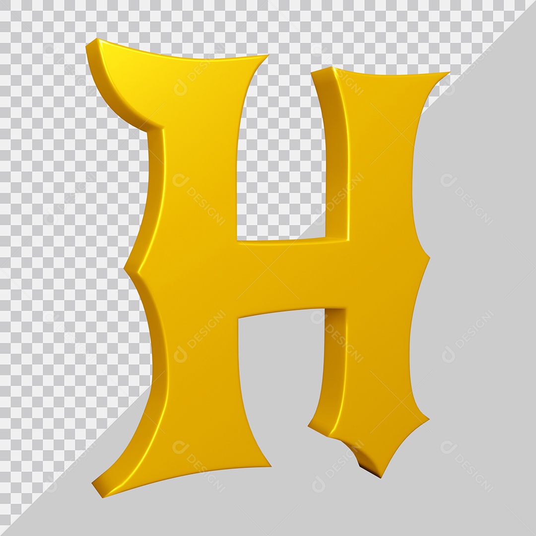 Elemento 3D Para Composição Letra H Amarela PSD