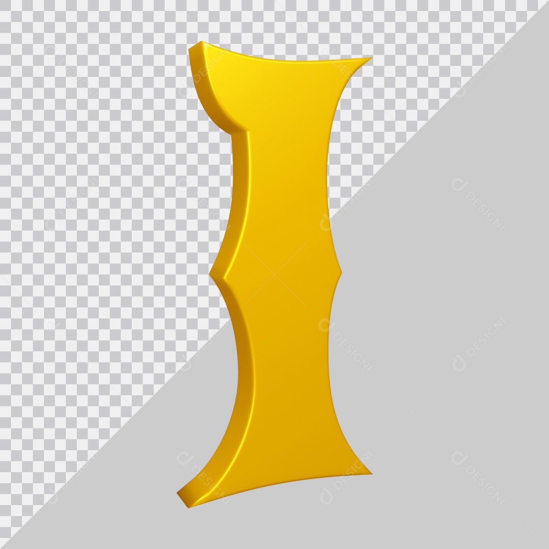Elemento 3D Para Composição Letra I Amarela PSD