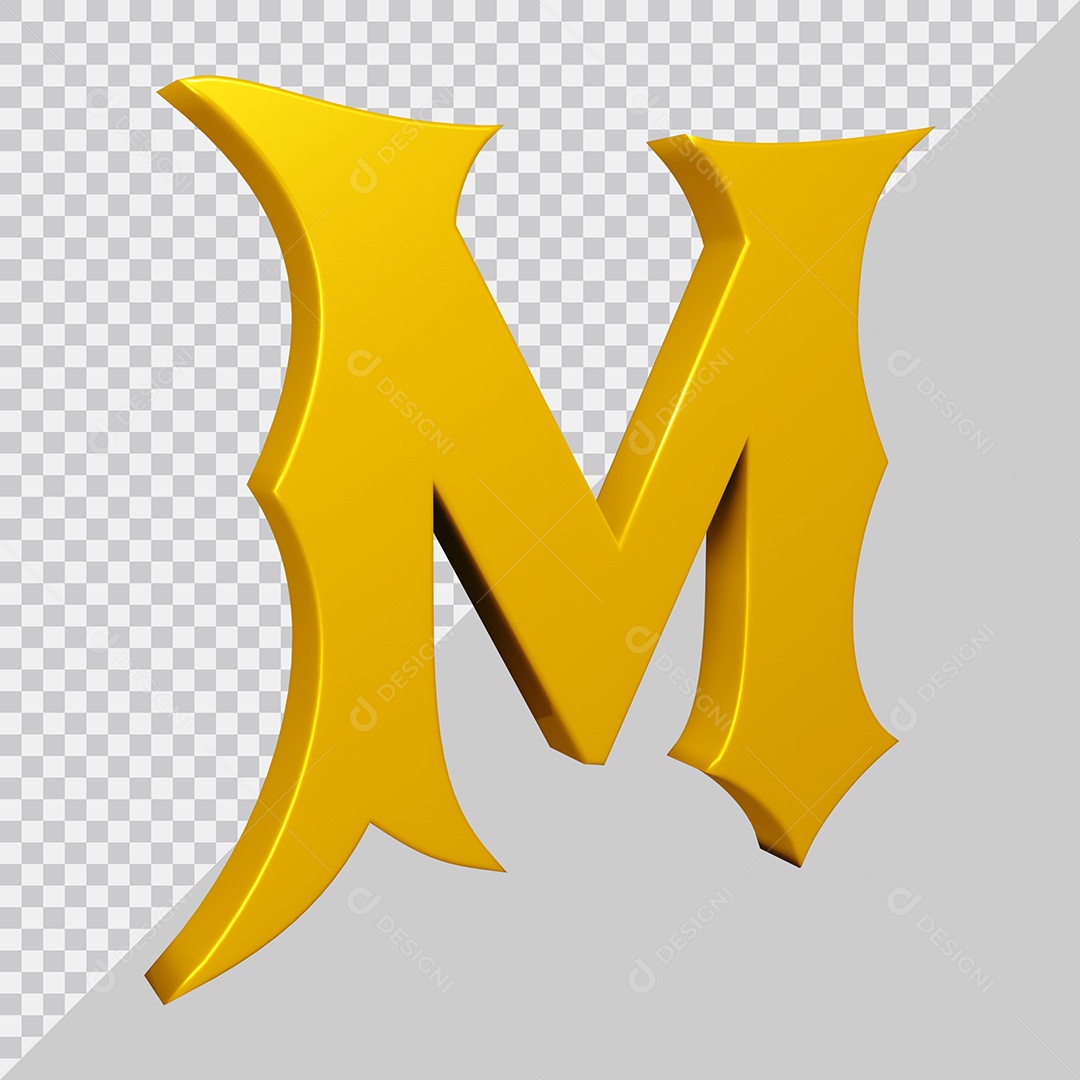 Elemento 3D Para Composição Letra M Amarela PSD