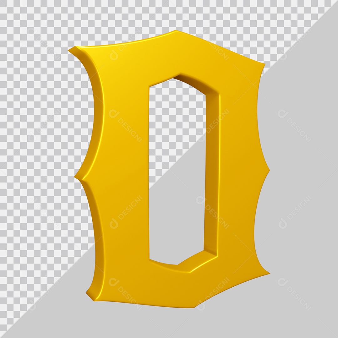 Elemento 3D Para Composição Letra O Amarela PSD