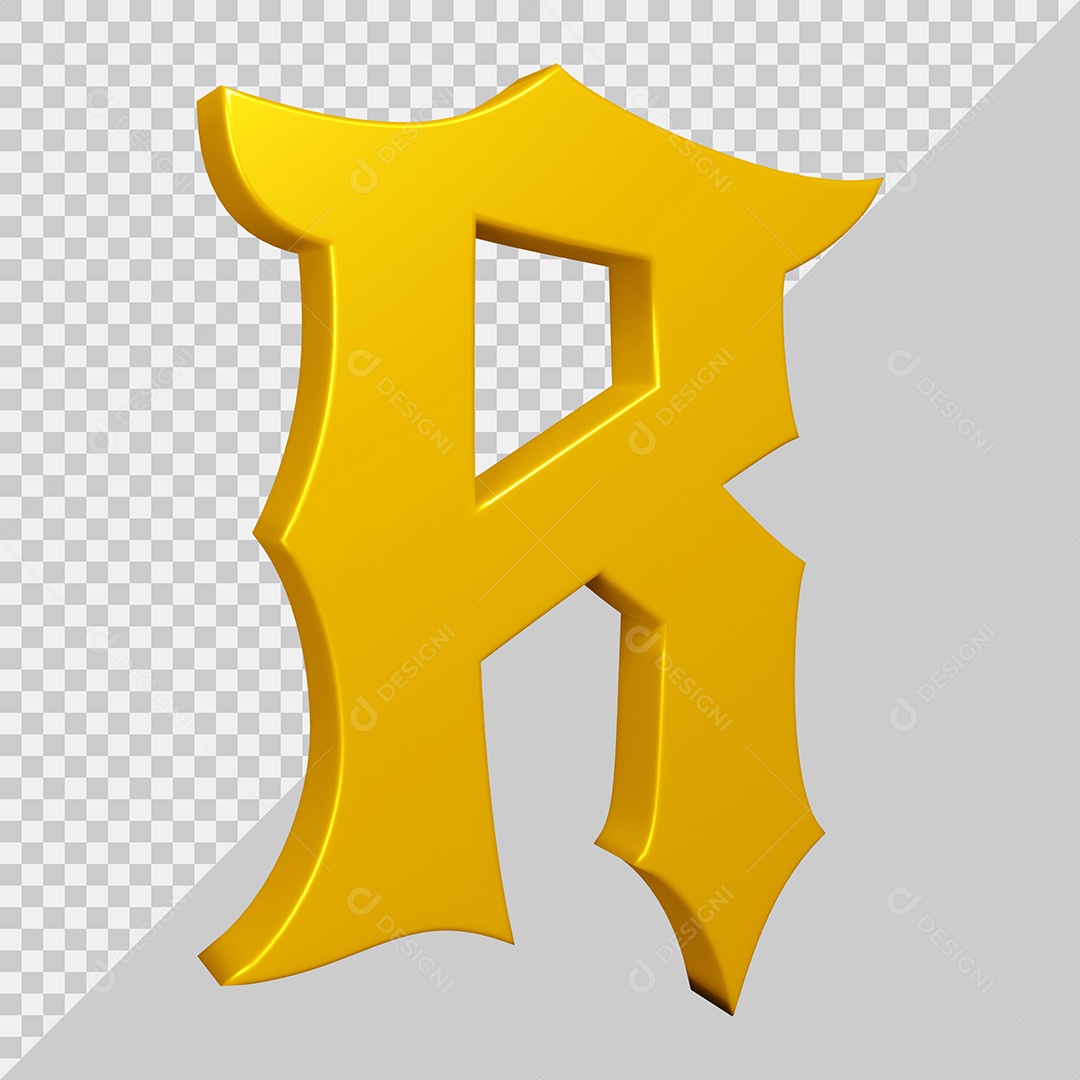 Elemento 3D Para Composição Letra R Amarela PSD