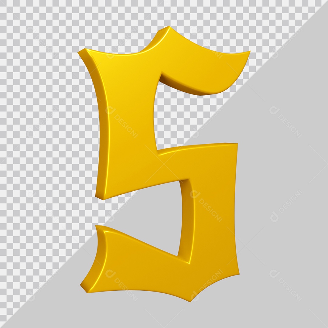 Elemento 3D Para Composição Letra S Amarela PSD