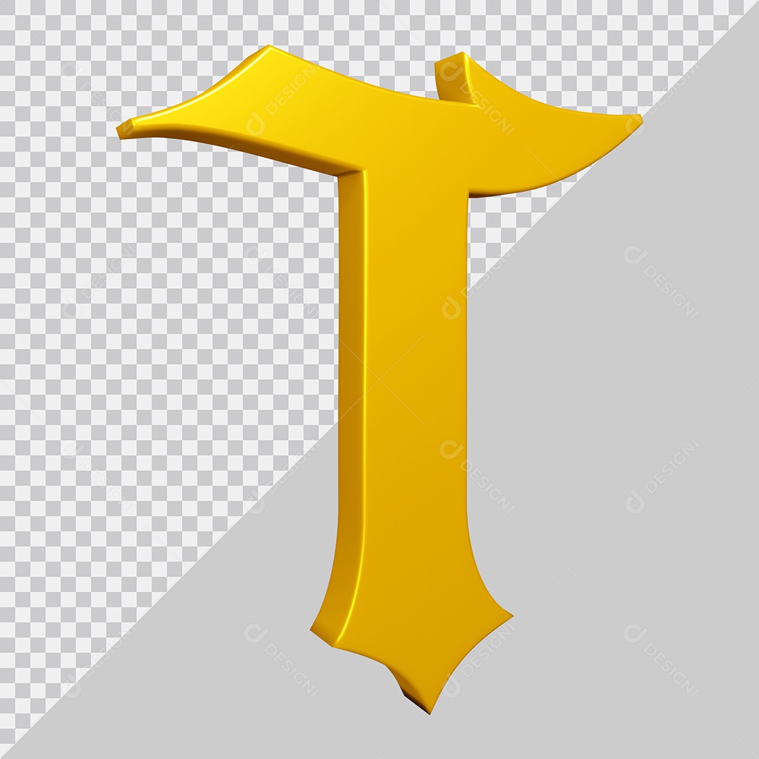 Elemento 3D Para Composição Letra T Amarela PSD