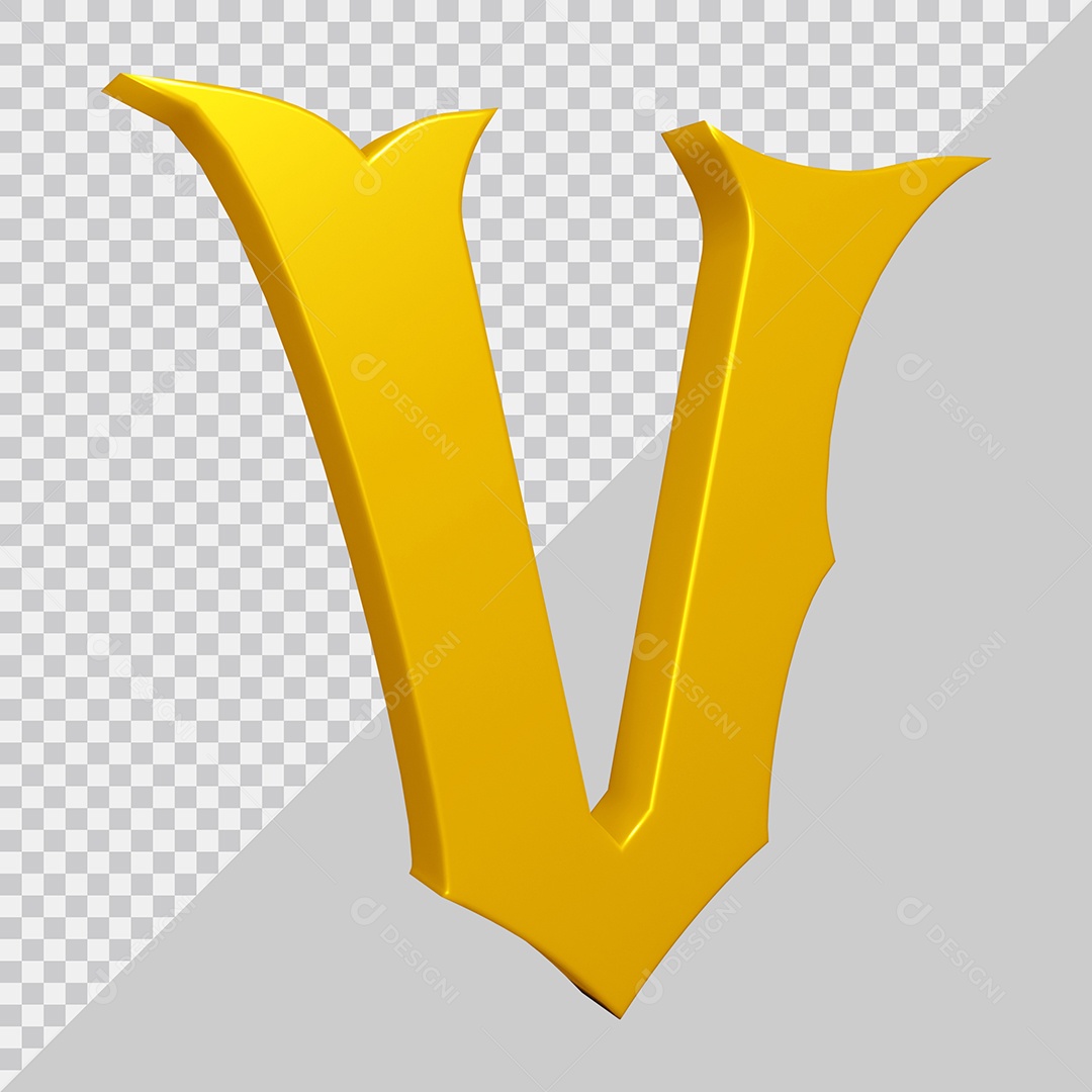 Elemento 3D Para Composição Letra V Amarela PSD