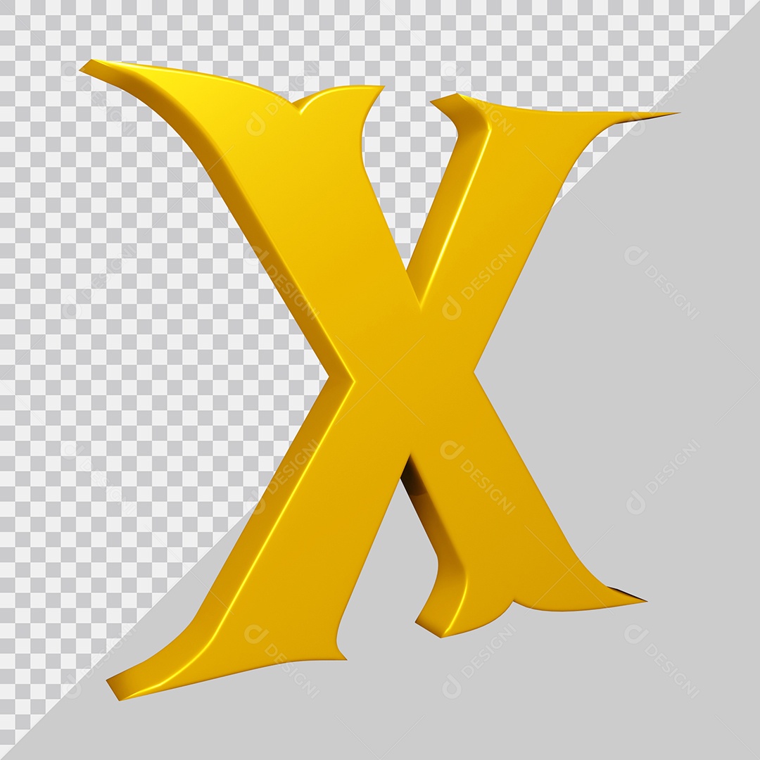 Elemento 3D Para Composição Letra X Amarela PSD