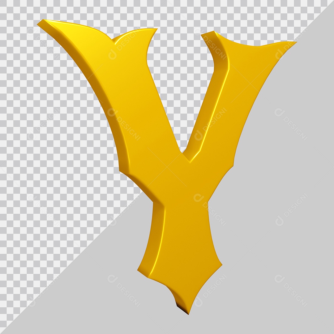 Elemento 3D Para Composição Letra Y Amarela PSD