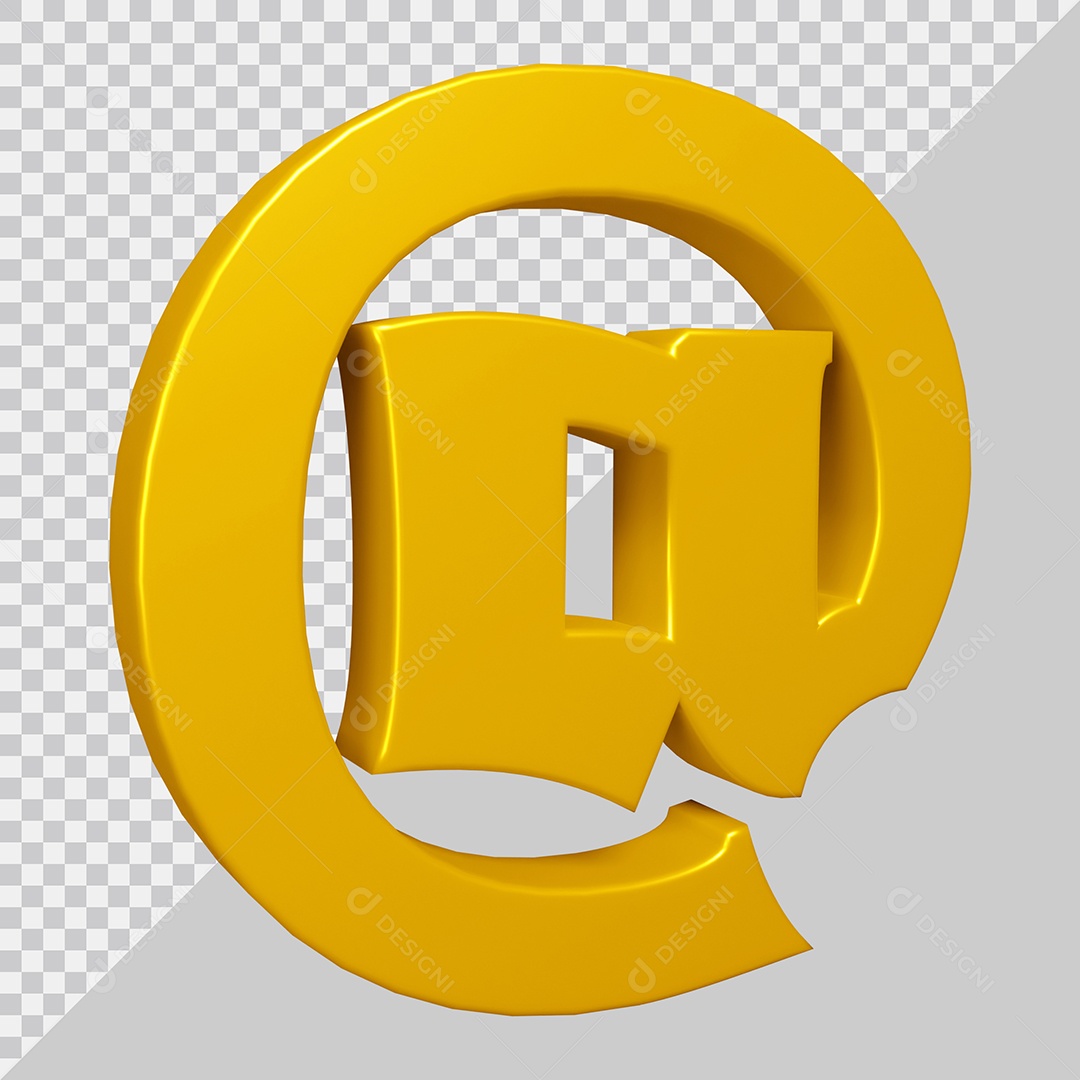 Elemento 3D Para Composição Símbolo Arroba Dourado PSD