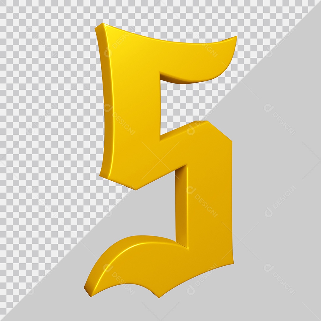 Elemento 3D Para Composição Número 5 Amarelo PSD