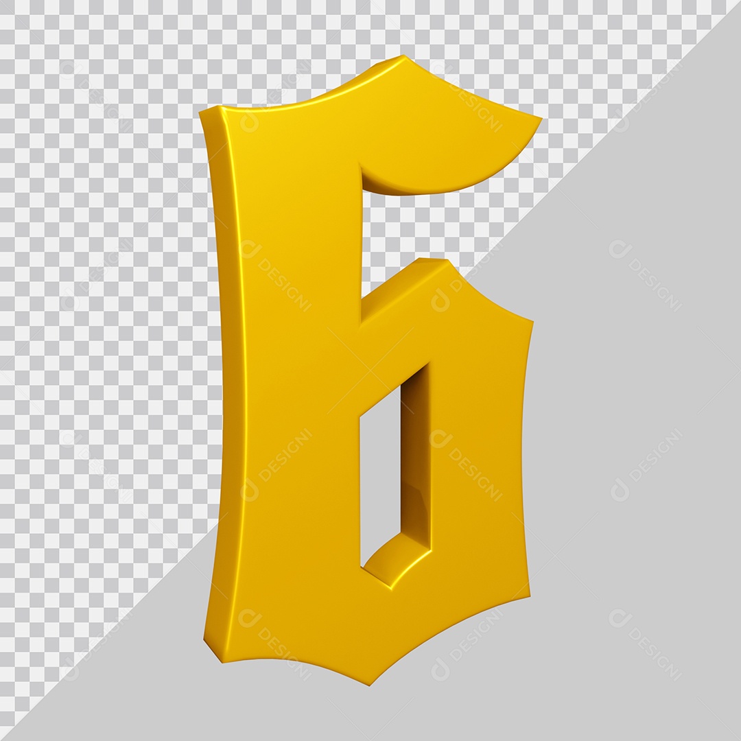 Elemento 3D Para Composição Número 6 Amarelo PSD