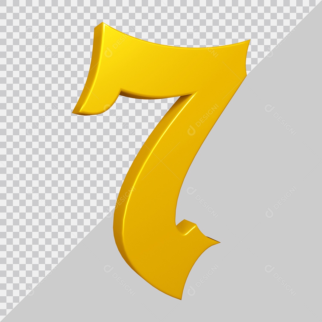 Elemento 3D Para Composição Número 7 Amarelo PSD