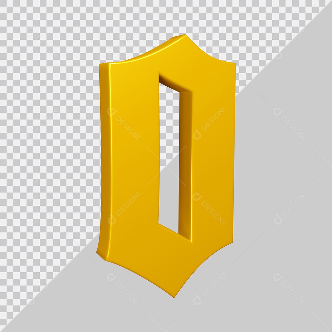 Elemento 3D Para Composição Número 0 Amarelo PSD