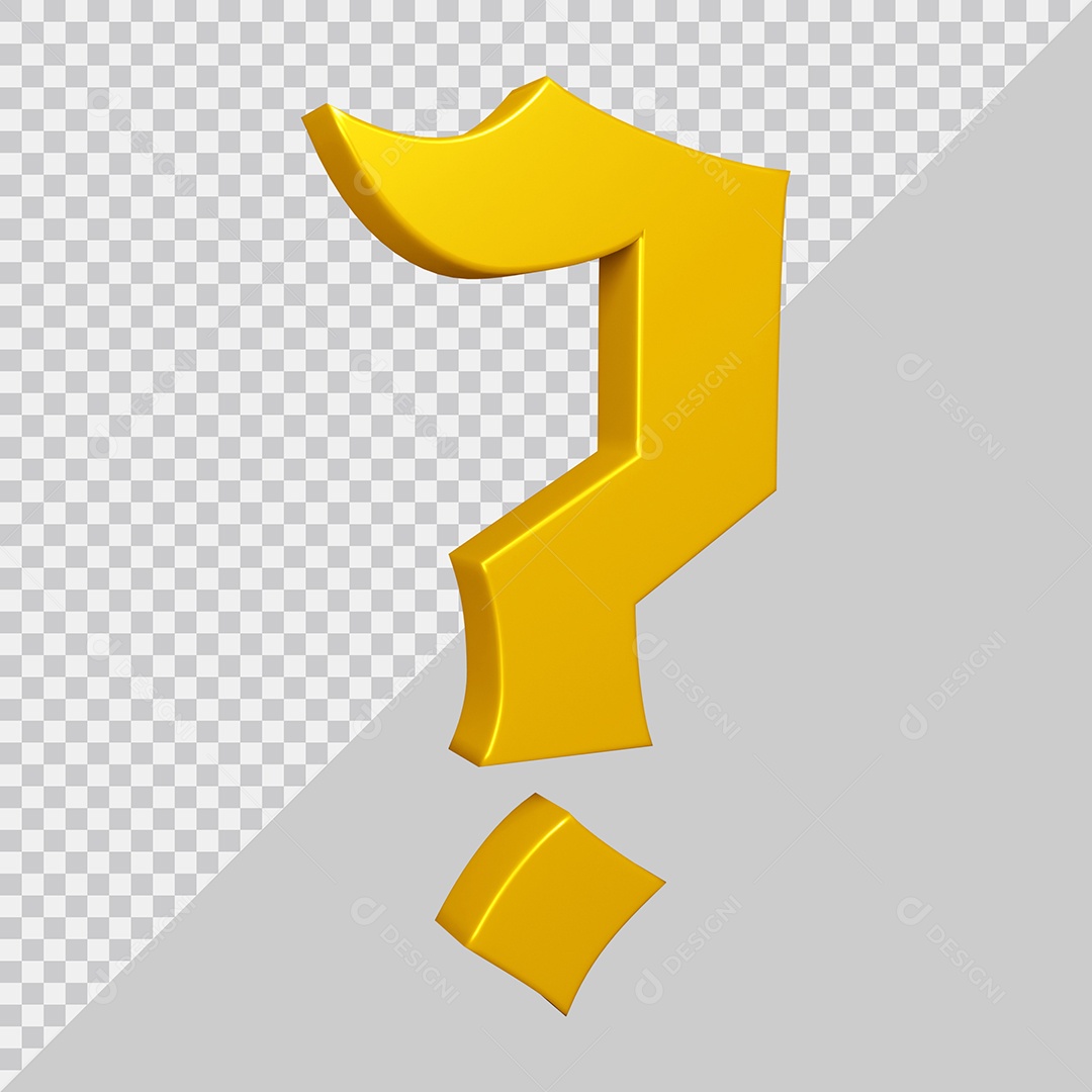 Elemento 3D Para Composição Símbolo de ponto de interrogação Dourado PSD