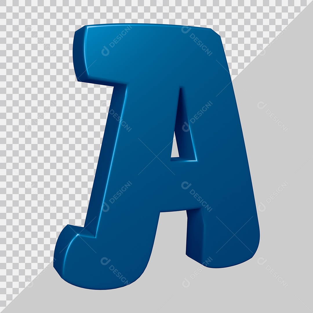Elemento 3D Para Composição Letra A Azul PSD