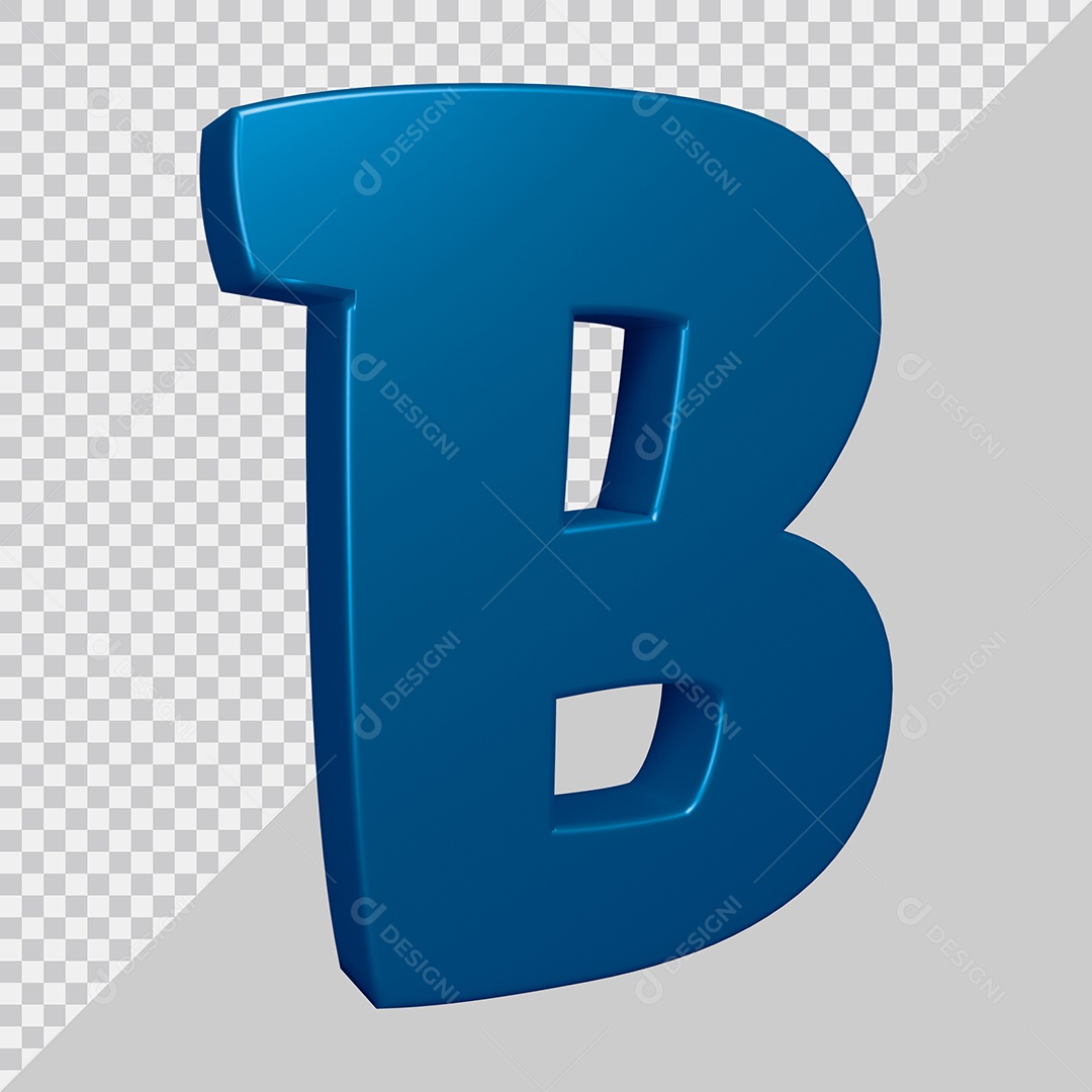 Elemento 3D Para Composição Letra B Azul PSD