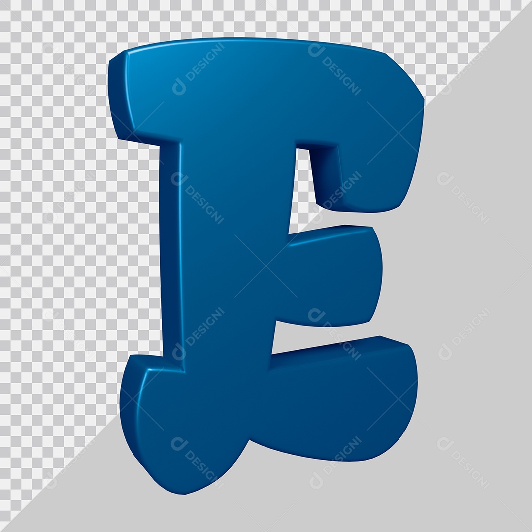 Elemento 3D Para Composição Letra E Azul PSD