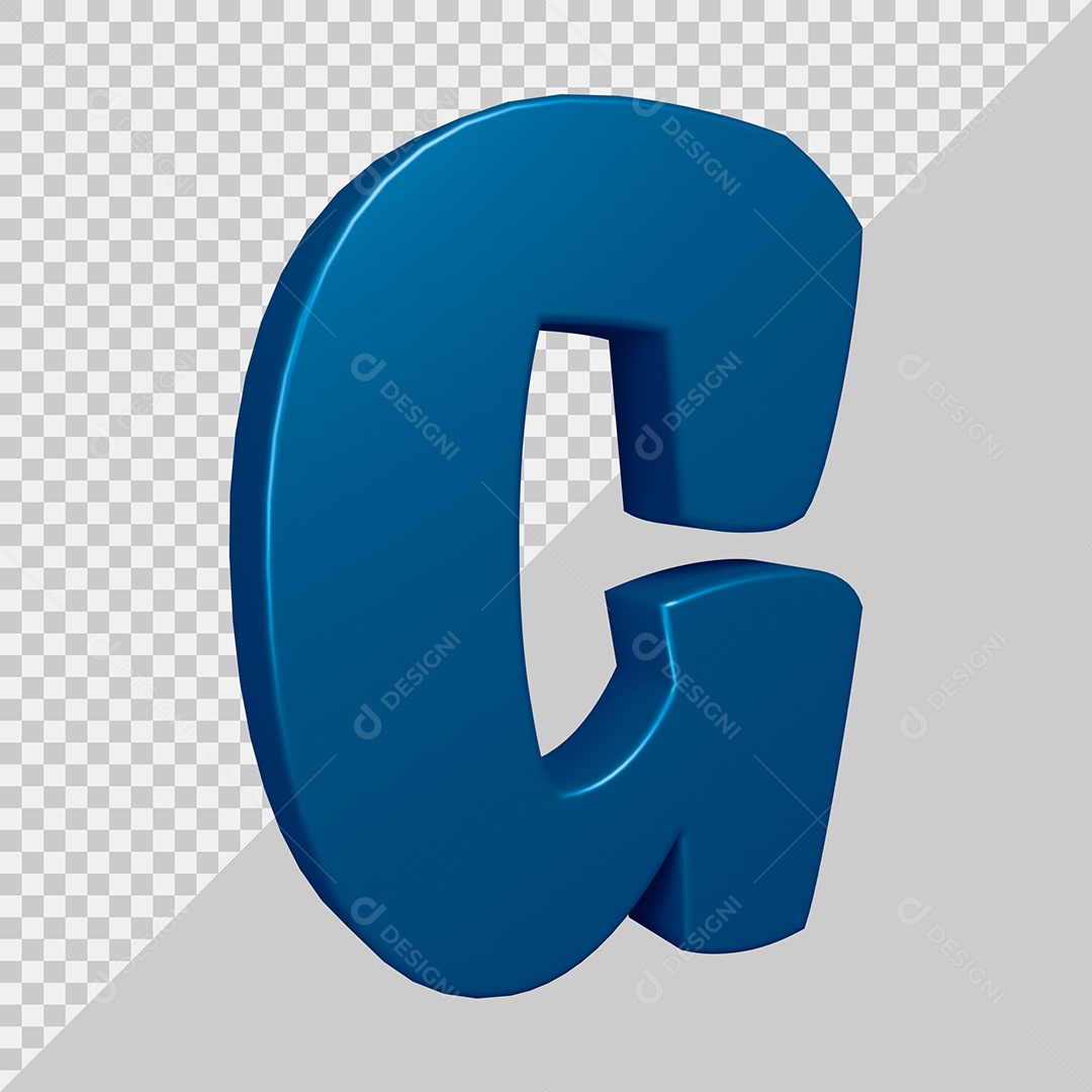 Elemento 3D Para Composição Letra G Azul PSD