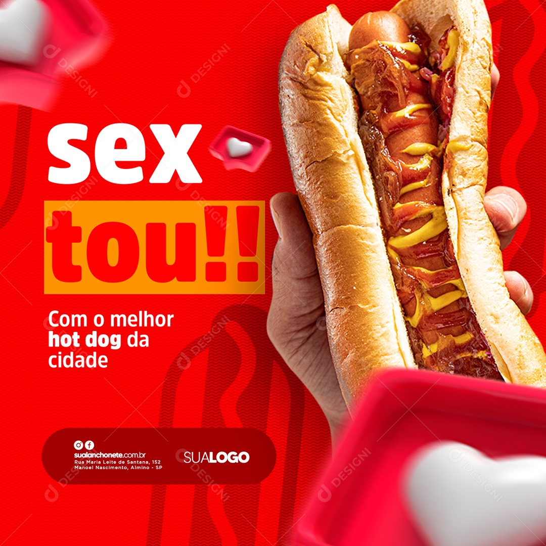 Sextou Com o Melhor Hot Dog da Cidade Cachorro Quente Social Media PSD Editável