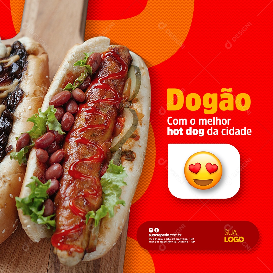 Dogão Com o Melhor Hot Dog da Cidade Cachorro Quente Social Media PSD Editável
