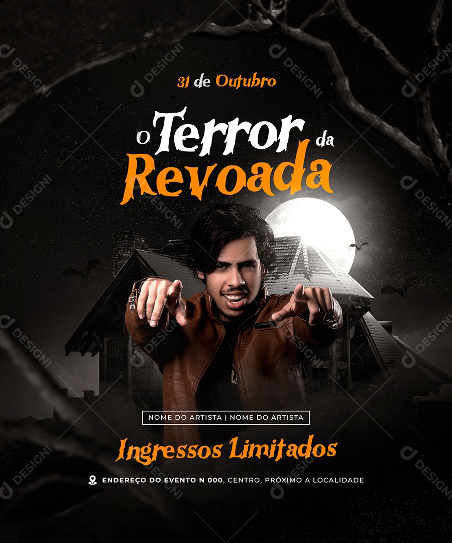 Flyer O Terror Da Revoada Halloween Social Media PSD Editável