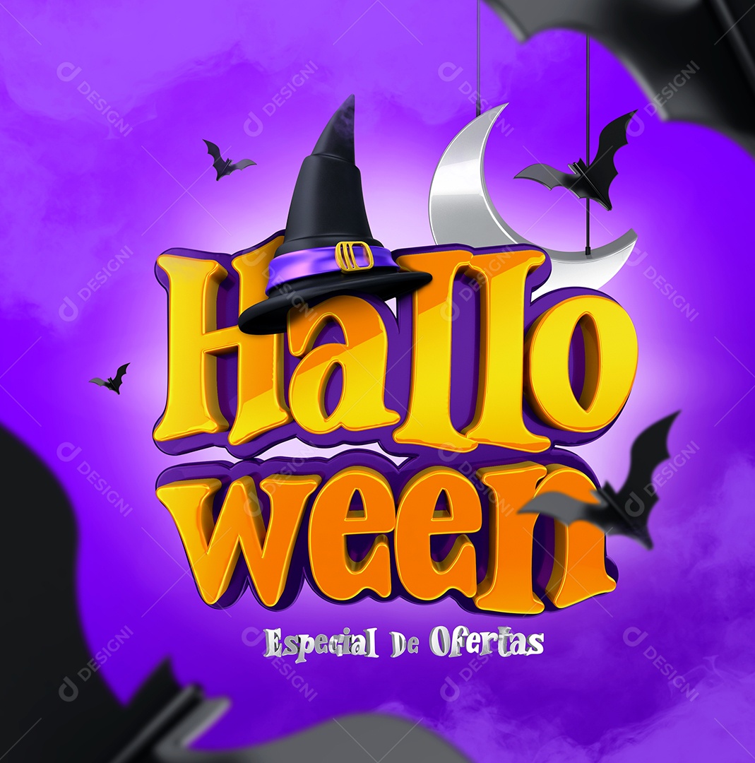 Selo 3D Para Composição Halloween Dia Das Bruxas PSD