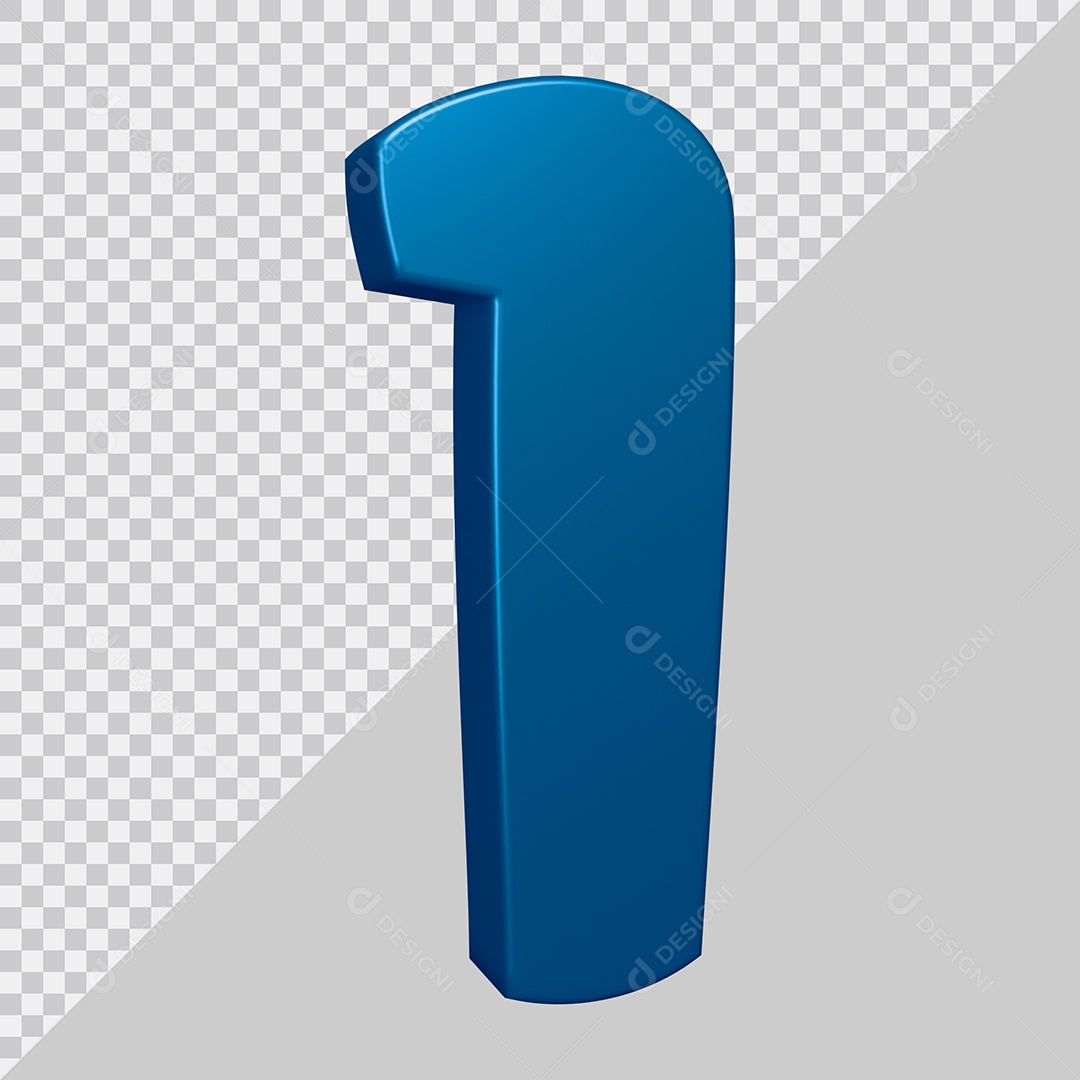 Elemento 3D Para Composição Letra I Azul PSD