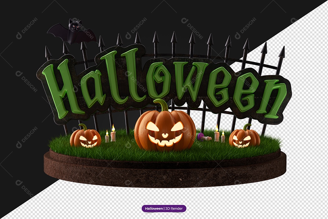 Halloween Selo 3D do Dia Das Bruxas para Composição PSD