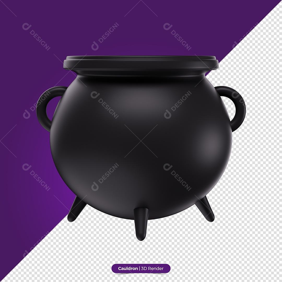 Caldeirão do Dia Das Bruxas Elemento 3D de Halloween para Composição PSD