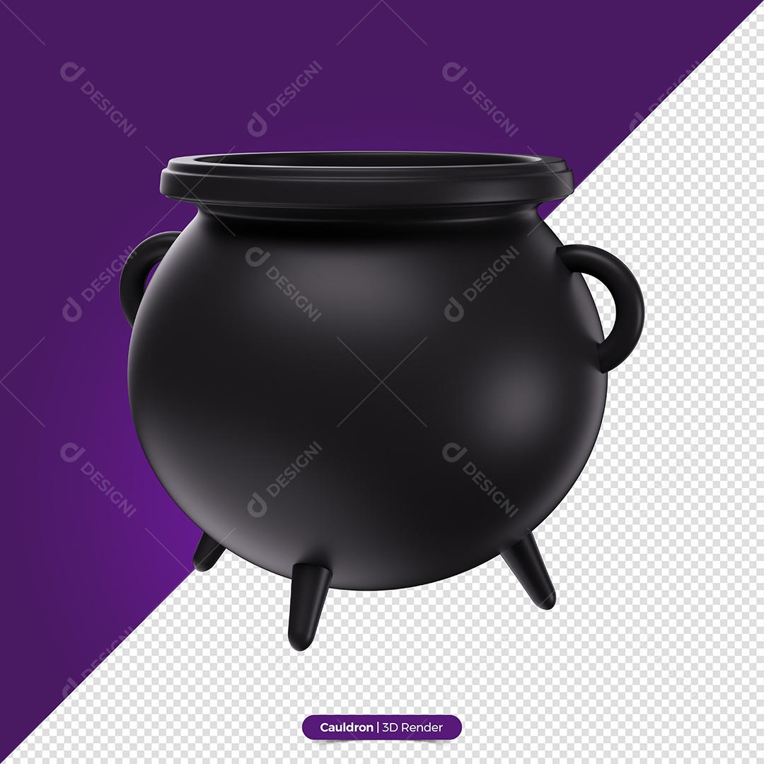 Caldeirão do Dia Das Bruxas Elemento 3D de Halloween para Composição PSD