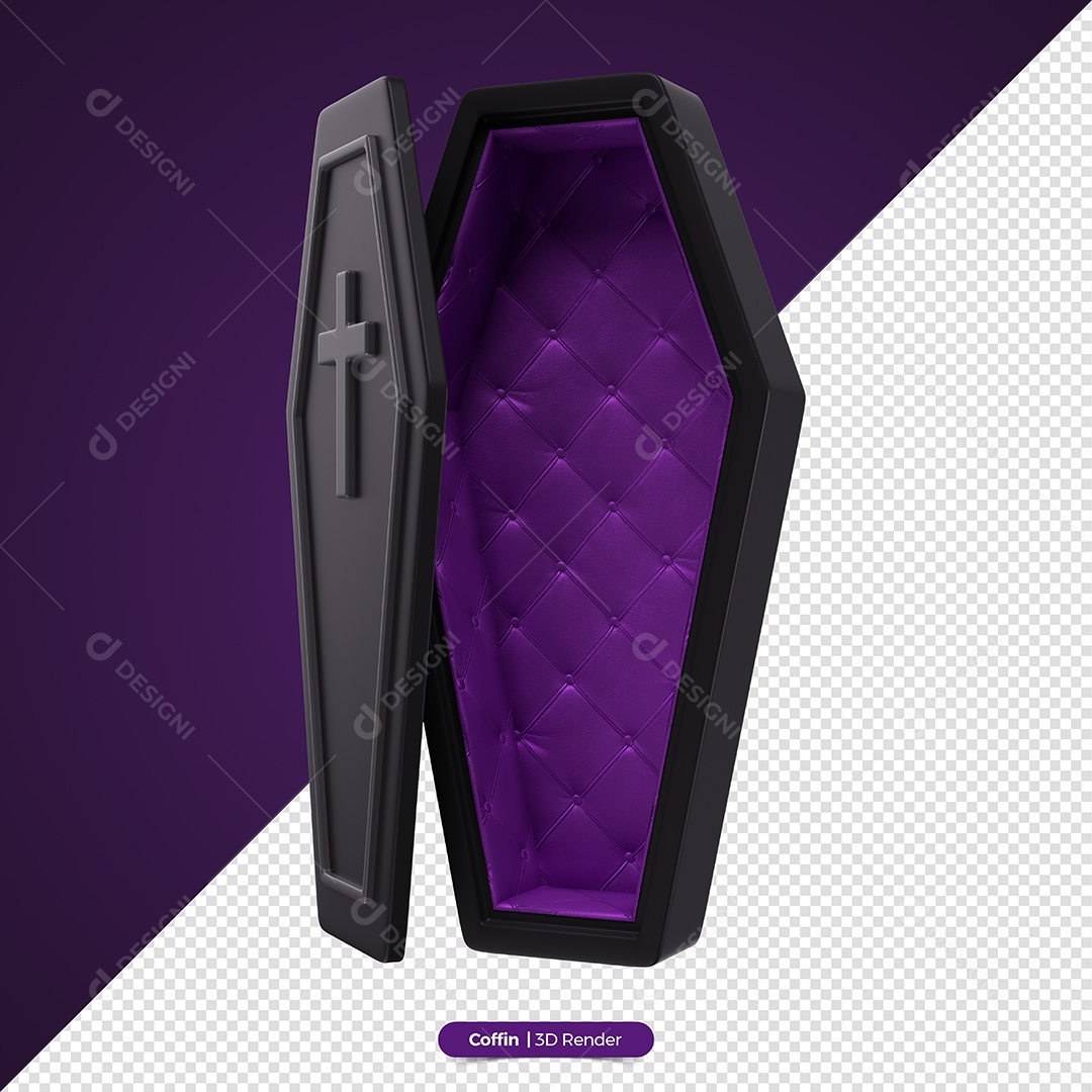 Caixão Aberto do Dia Das Bruxas Elemento 3D de Halloween para Composição PSD